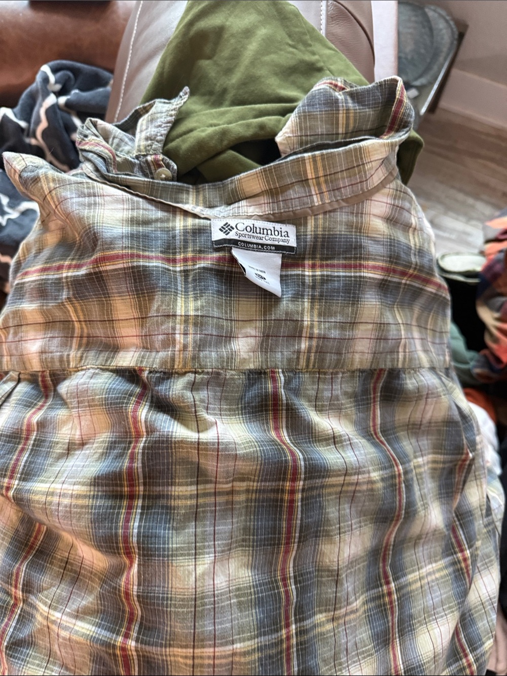 Columbia Olive Green and Plaid Kids Overalls